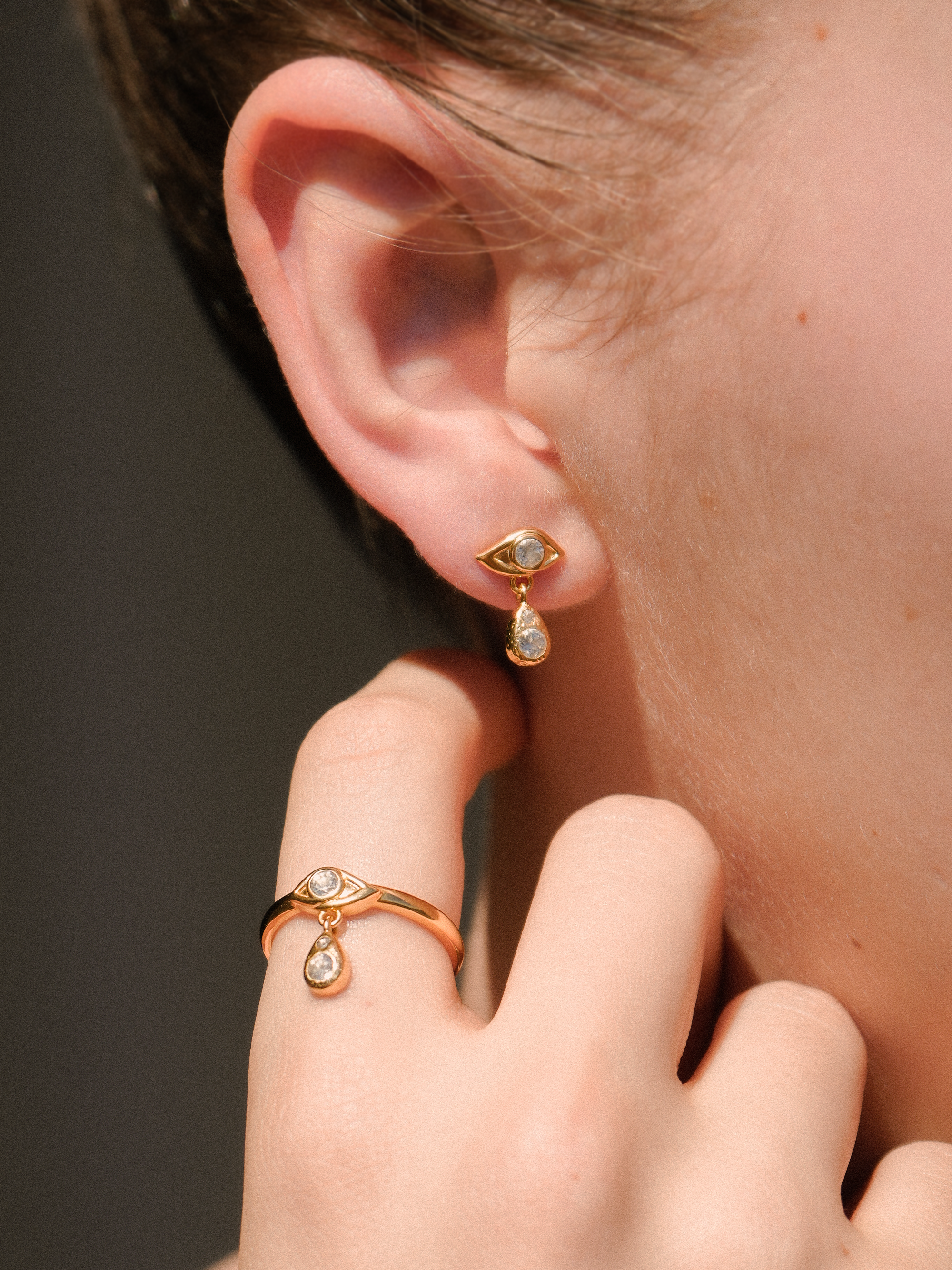 Luna Teardrop Stud Earrings Vermeil