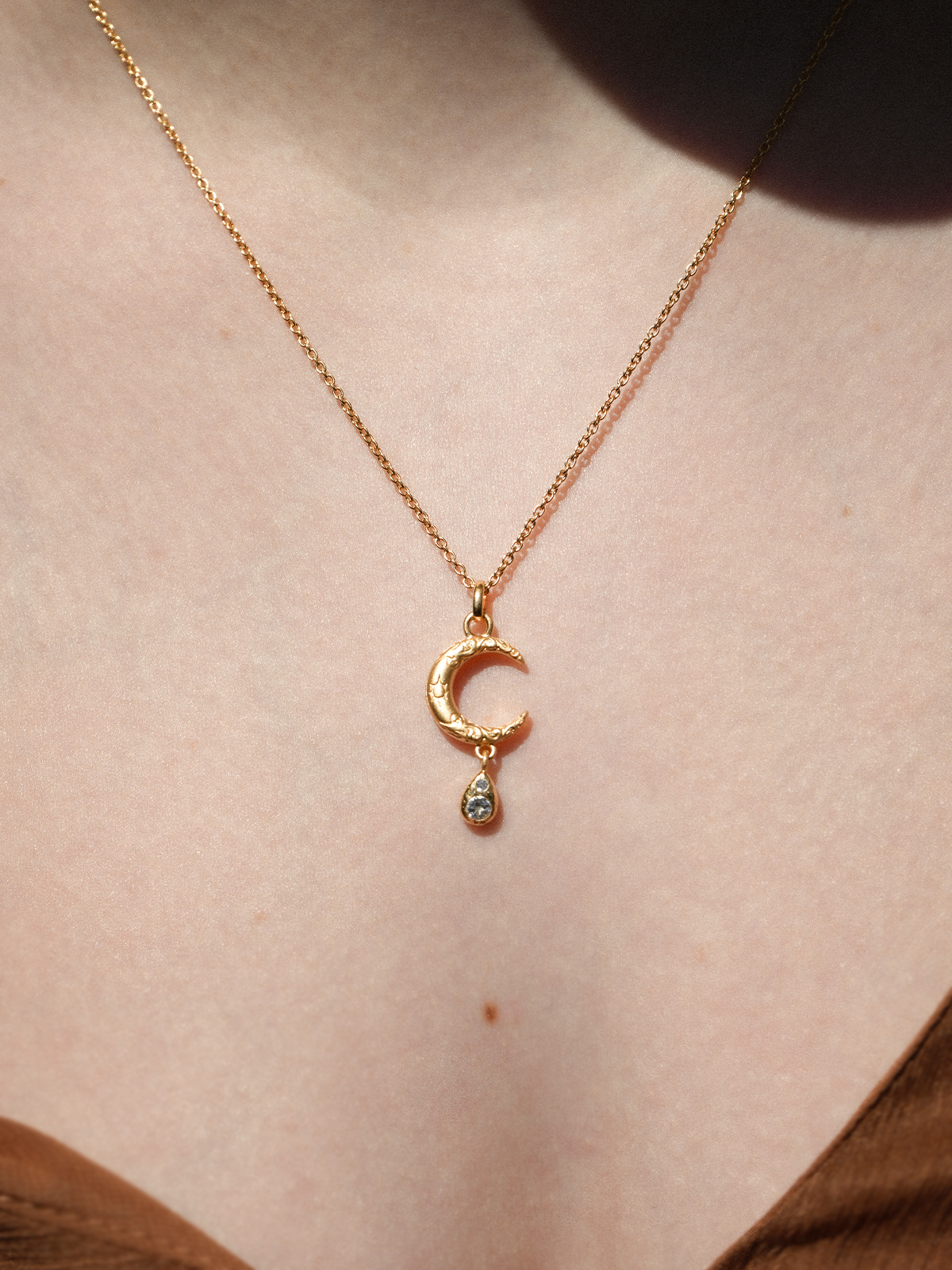 Luna Teardrop Halskette Vermeil