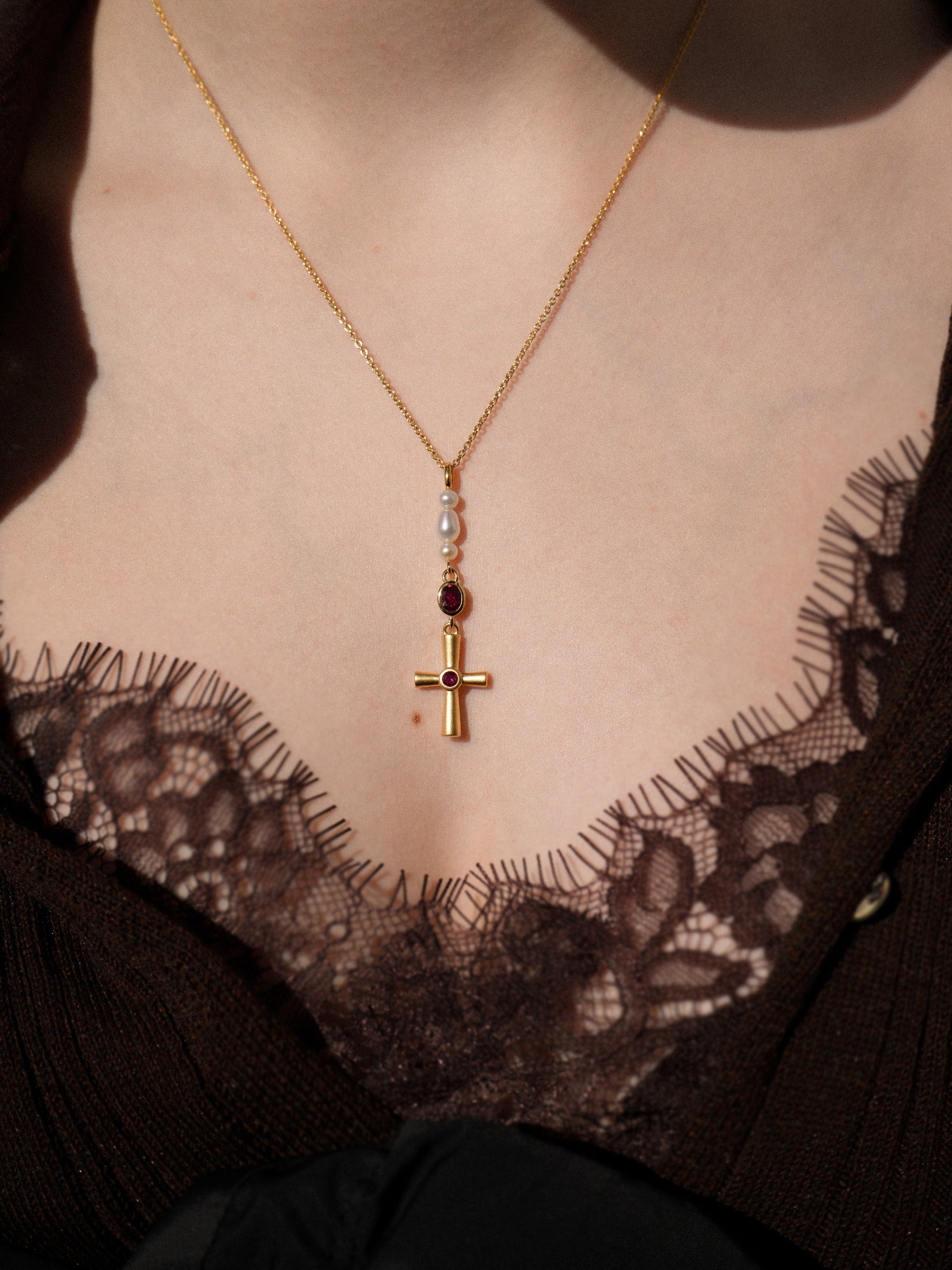Rosario Cross Halskette Vermeil