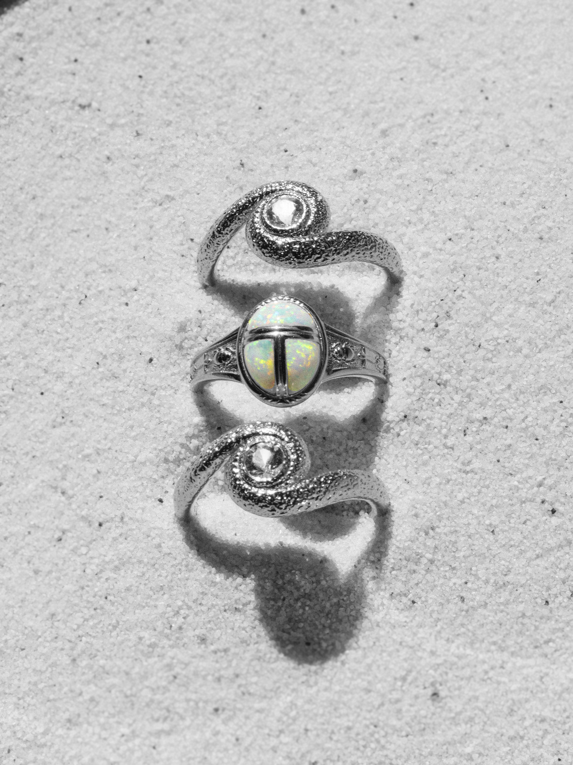 Scarab Opal Ring Silber