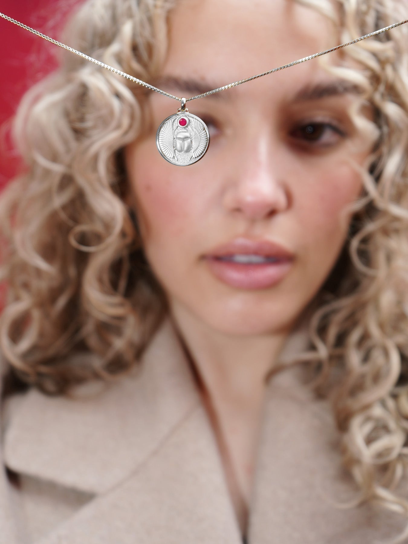 Scarab Ruby - Necklace - Silver