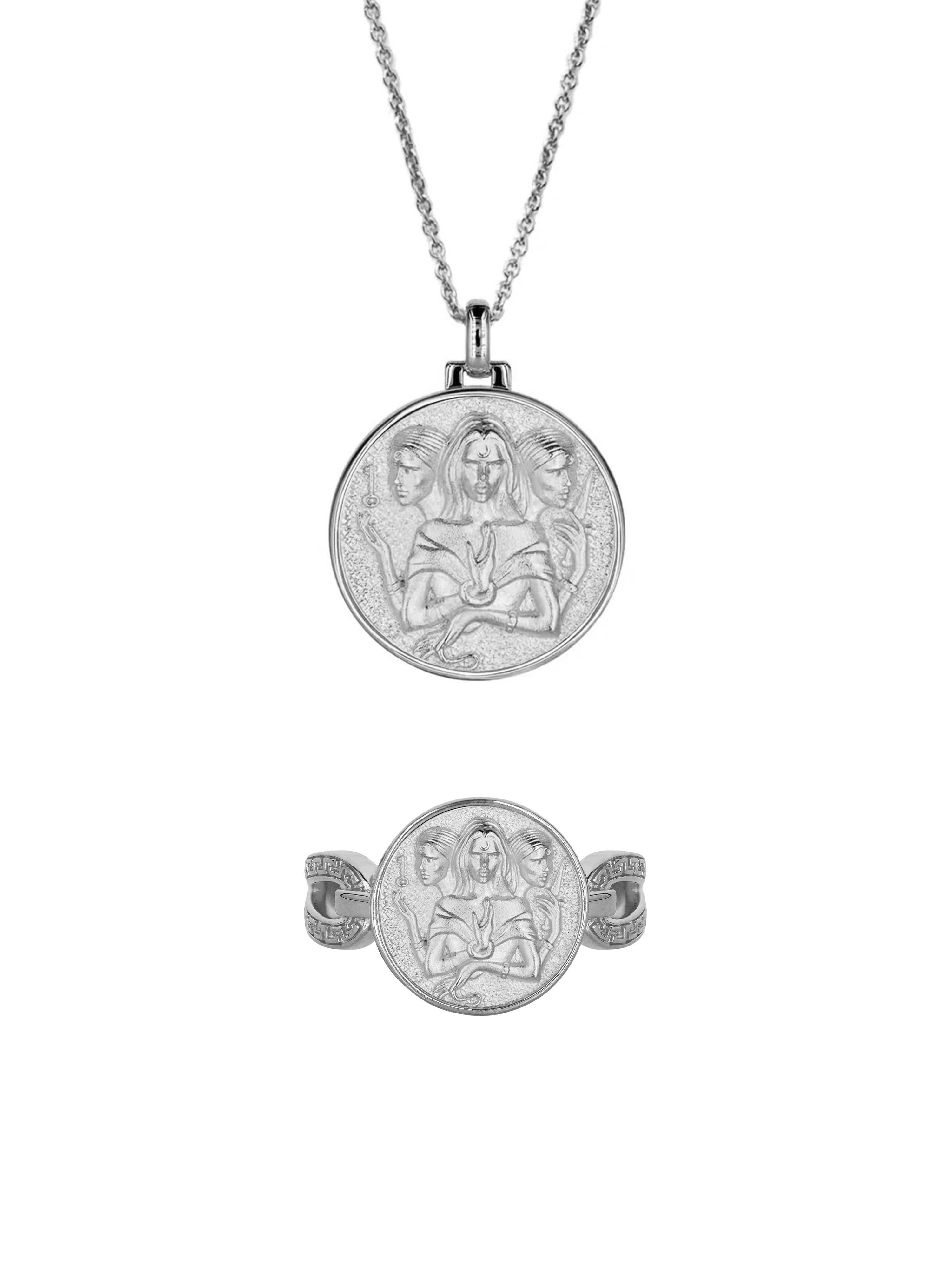 Hécate Goddess Duo Ring – Argent