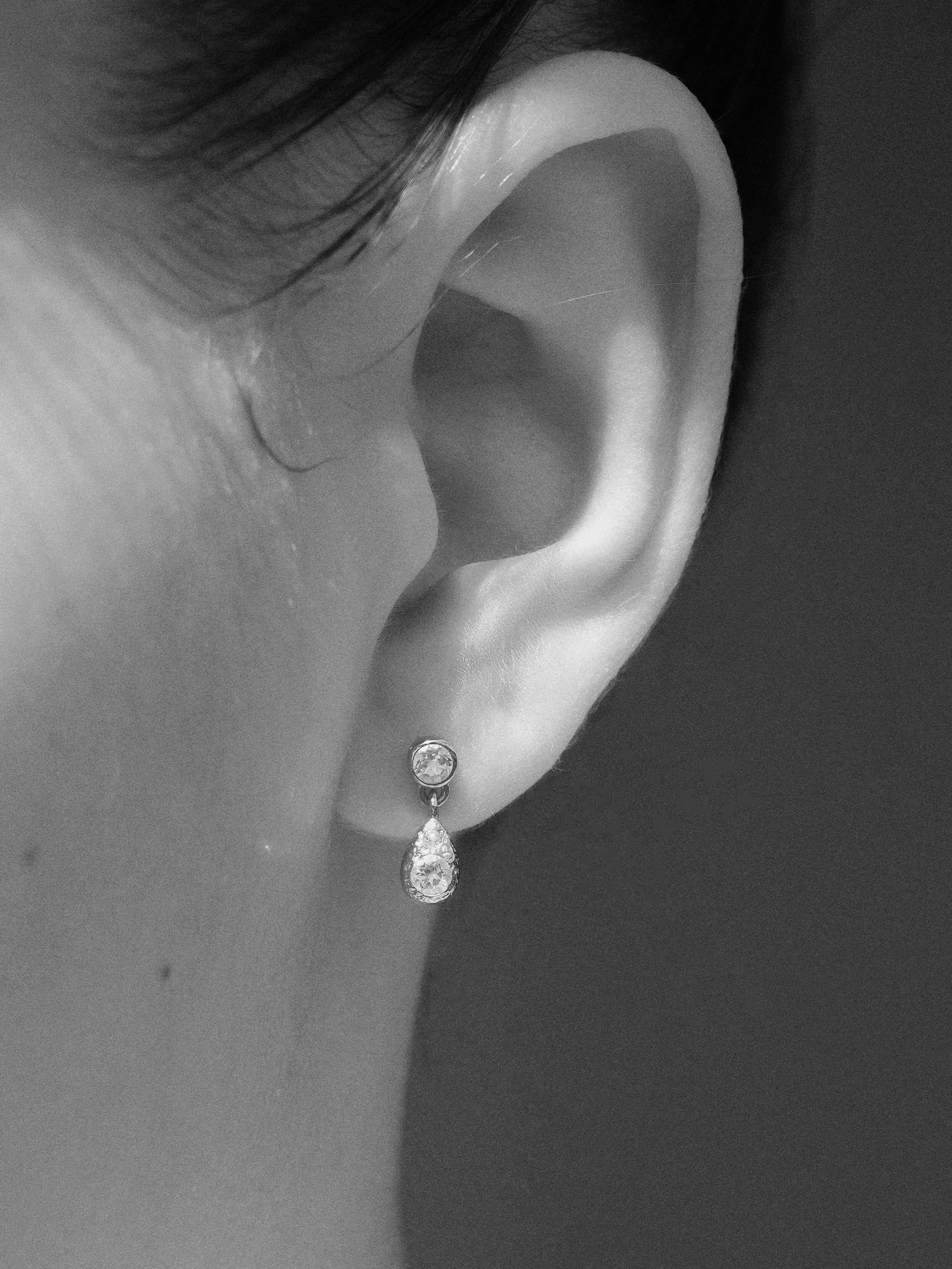 Silver Teardrop Stud Earrings