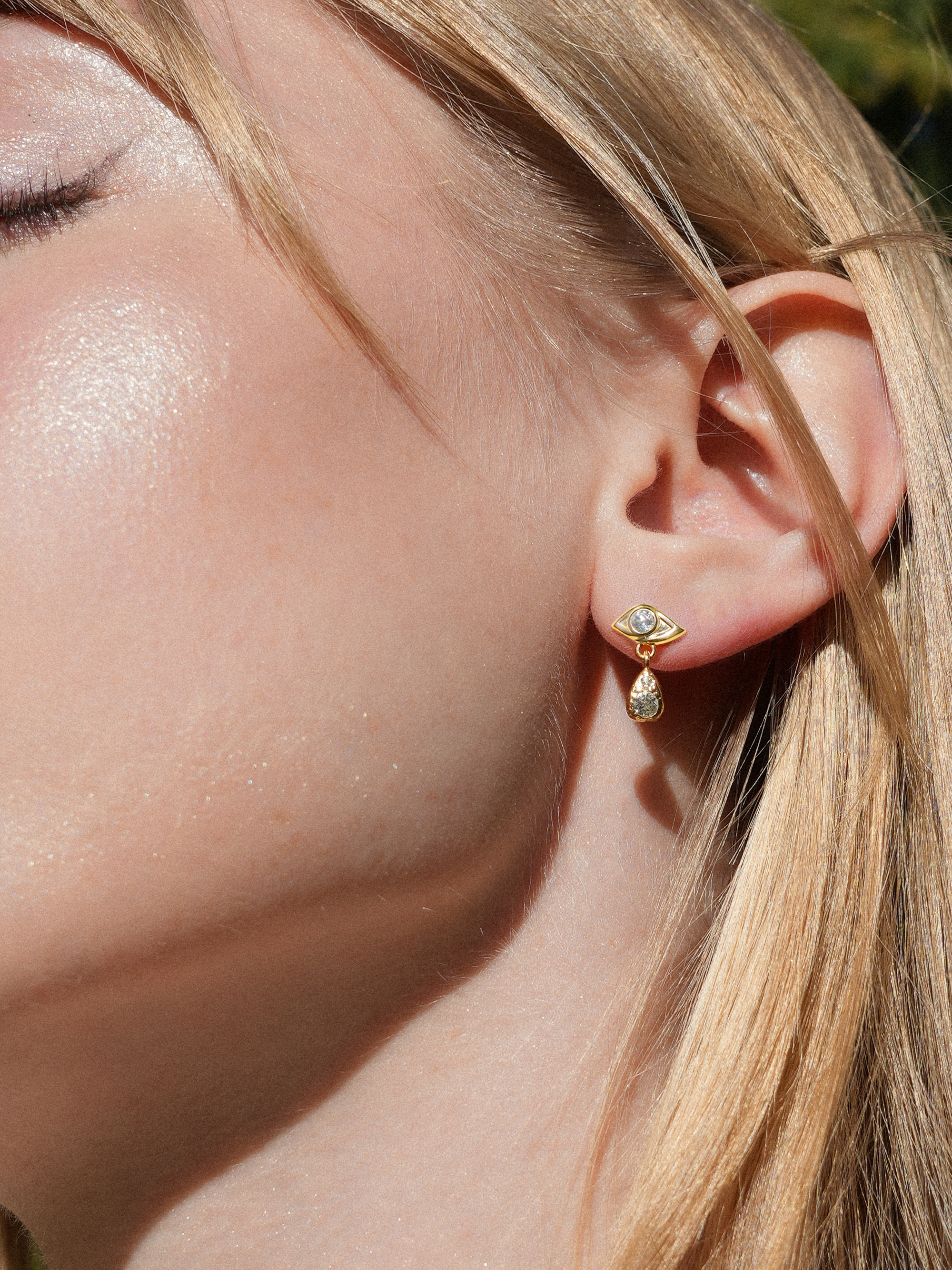 Luna Teardrop Stud Earrings Vermeil