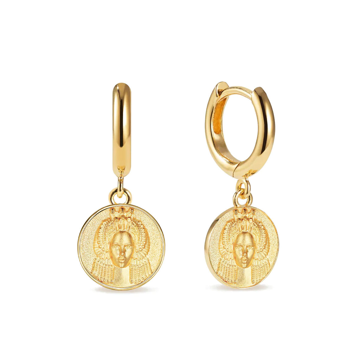 Boucles D'Oreilles Vintage Cléopatre - Strass Colorés - Fermoir Clip - Alliage Doré - Occasion Parfait État