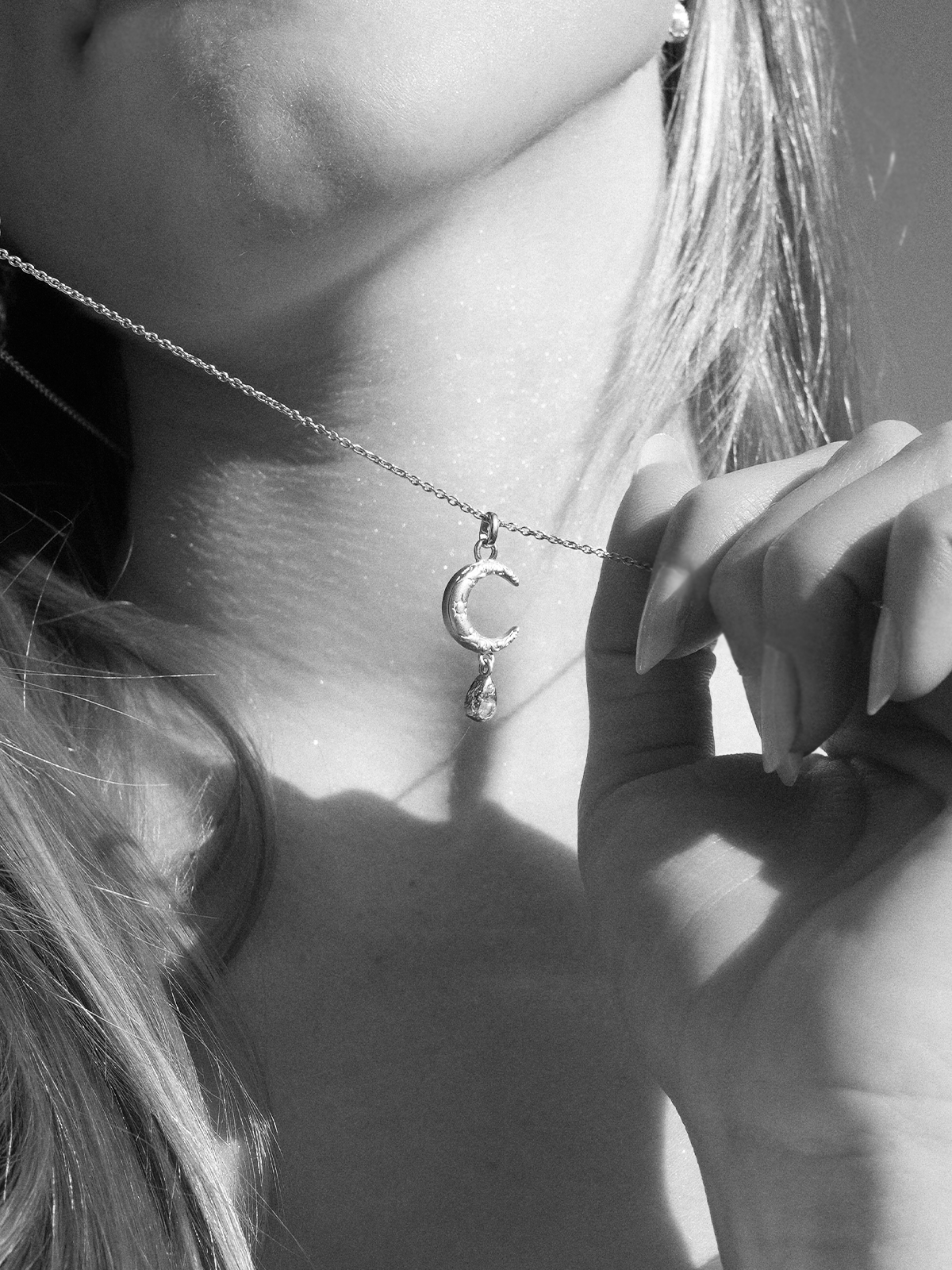 Collier Luna Teardrop Argent