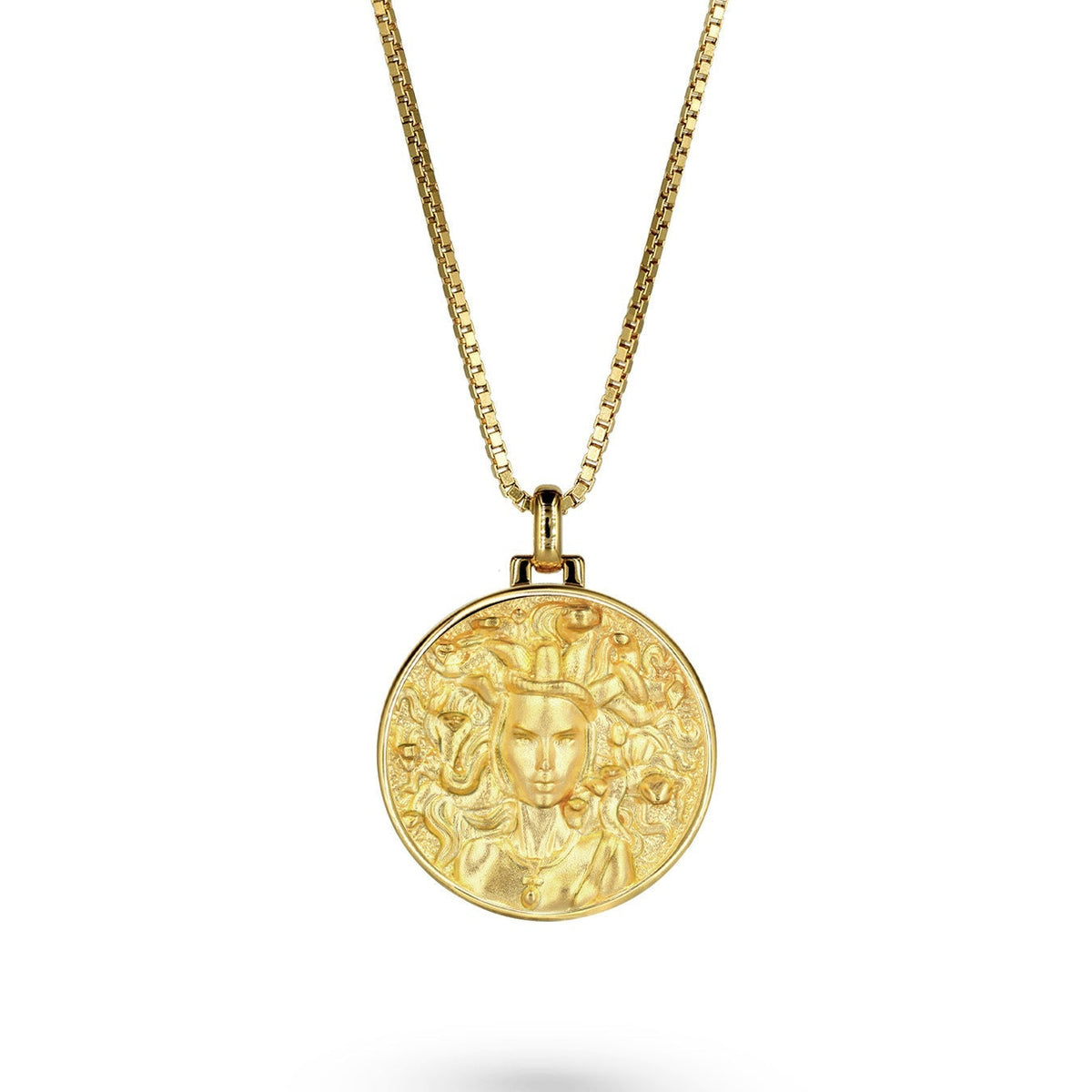 Coin Necklace Solid Gold Medusa Pendant Medusa Necklace Solid Gold