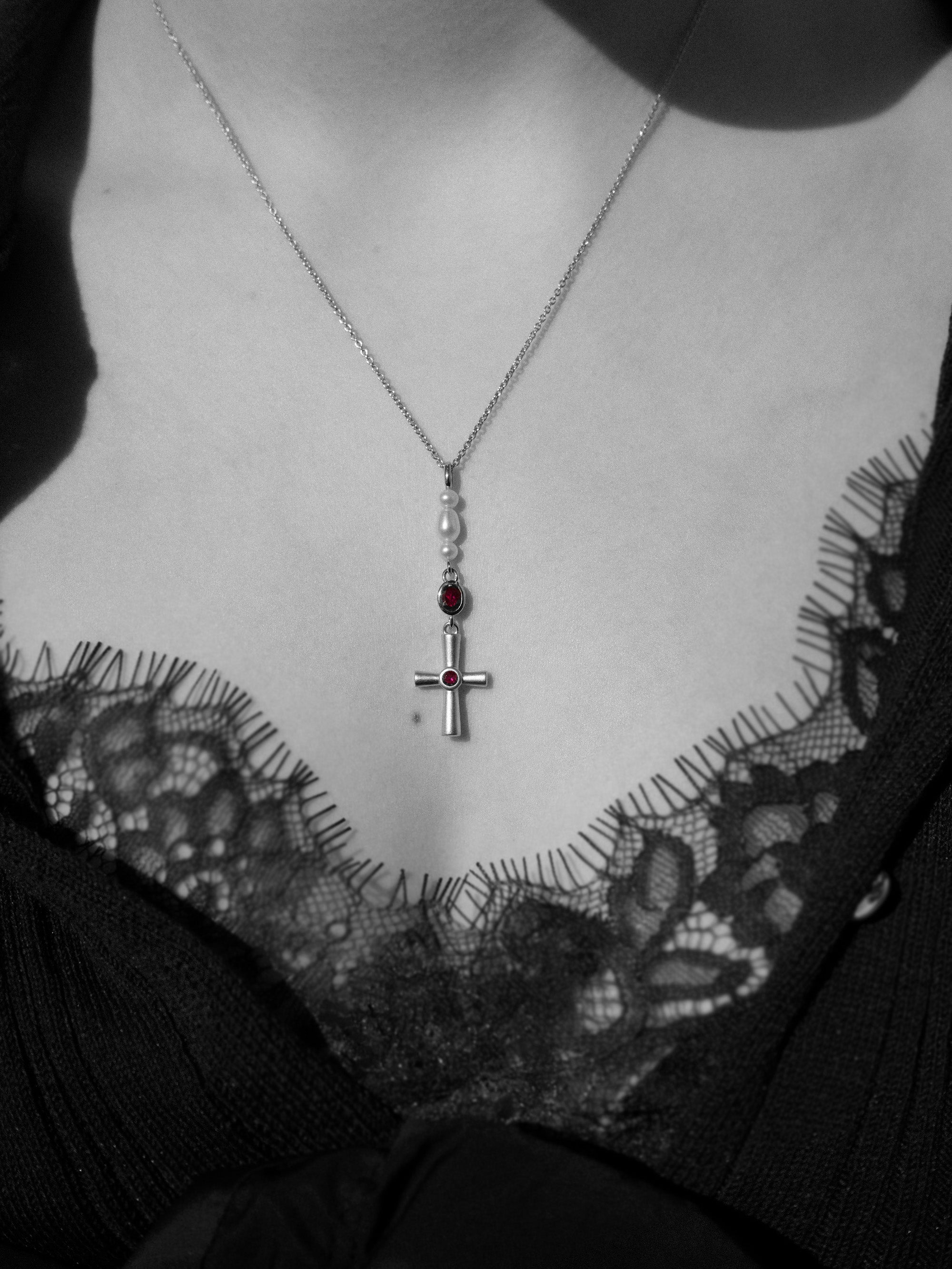 Collier Croix Rosario Argent