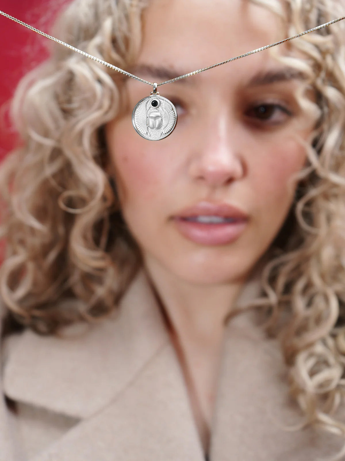 Scarab Necklace Silver