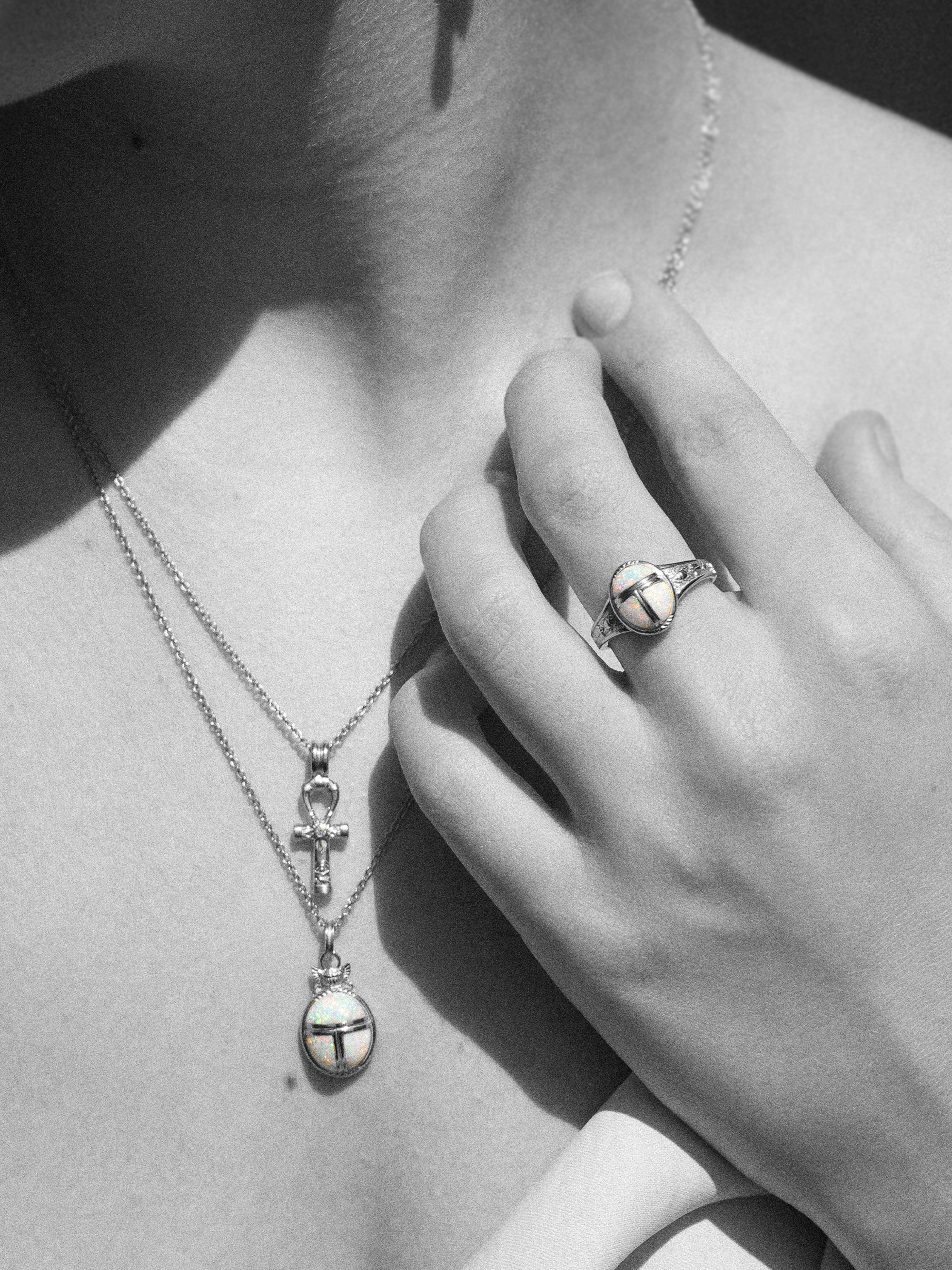 Scarab Opal Ring Silver